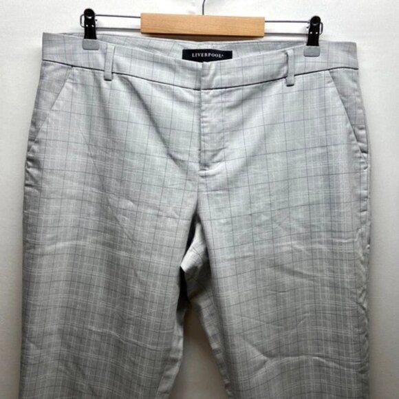 Liverpool Plaid Ankle Pants Women's 14 Grey Multi Stripe Stretch Los Angeles EUC - Picture 2 of 10